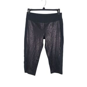 KI Pro Performace Capri Leggings Large Womens Black Paisley Print Skinny‎ Leg